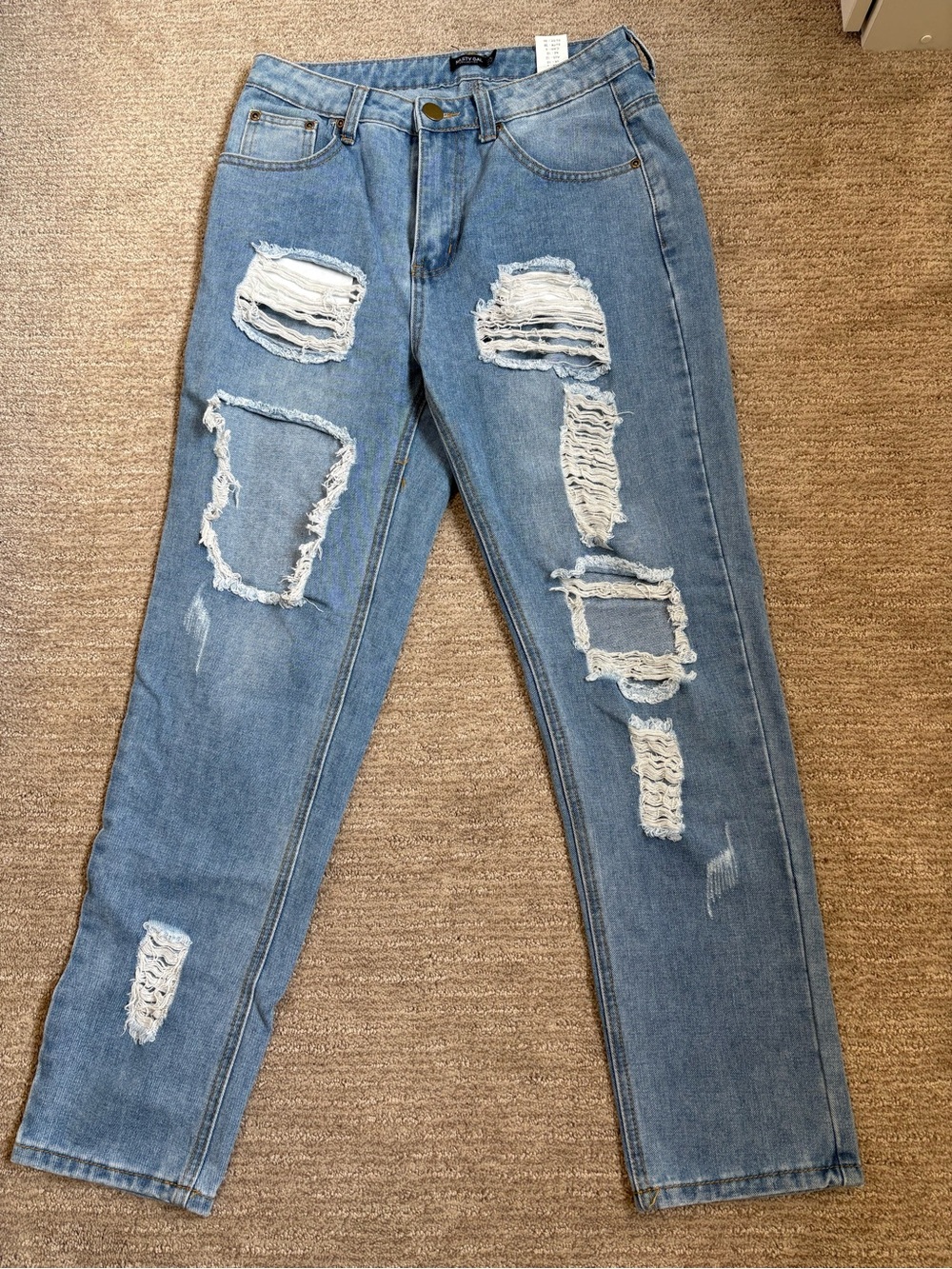 Nasty Gal Light Blue Distressed Boyfriend Jeans